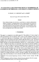 An analytical solution for critical withdrawal of layered fluid through a line sink in a porous medium