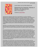 Book Review: Carolyn Brewer and Anne-Marie Medcalf (eds)Researching the Fragments: Histories of Women in the Asian Context Quezon City: New Day Publishers, 2000 ISBN 971-10-1037-2, paperback.