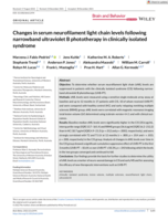 Changes in serum neurofilament light chain levels following narrowband ultraviolet B phototherapy in clinically isolated syndrome
