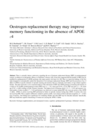 Oestrogen replacement therapy may improve memory functioning in the absence of APOE e4
