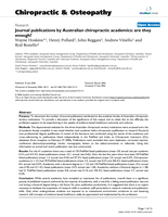 Journal publications by Australian chiropractic academics: are they enough?