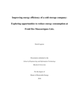 Improving energy efficiency of a cold storage company:Exploring opportunities to reduce energy consumption at Froid Des Mascareignes Ltée