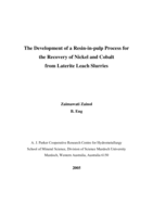 The development of a resin-in-pulp process for the recovery of nickel and cobalt from laterite leach slurries