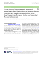 Correction to: The pathogenic intestinal spirochaete Brachyspira pilosicoli forms a diverse recombinant species demonstrating some local clustering of related strains and potential for zoonotic spread
