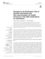 Changes to the employers' use of genetic information and Non-discrimination for health insurance in the USA: Implications for Australians