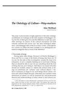 The ontology of culture - Way-markers