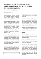 The reliability of chiropractic methods used for the detection of spinal subluxation: An Overview of the literature
