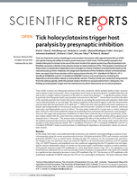 Tick holocyclotoxins trigger host paralysis by presynaptic inhibition