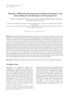 Biosafety of RNA silencing and genome editing technologies in crop plants: Malaysian and Australian research perspectives