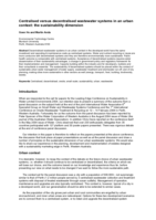 Centralised versus decentralized wastewater systems in an urban context: the sustainability dimension