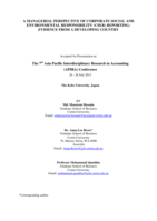 A managerial perspective of Corporate Social and Environmental Responsibility (CSER) reporting: evidence from a developing country