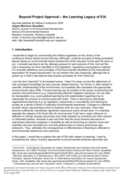 A 2009 Keynote Address: Beyond project approval – the learning legacy of EIA