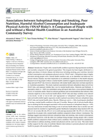 Associations between suboptimal sleep and smoking, poor nutrition, harmful alcohol consumption and inadequate physical activity (‘SNAP Risks’): A comparison of people with and without a mental health condition in an Australian community survey
