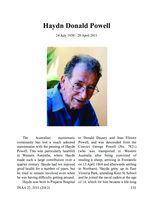 Haydn Donald Powell, 24 July 1939 – 20 April 2011