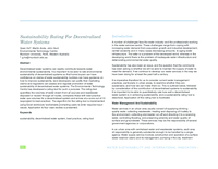 Sustainability rating for decentralized water systems