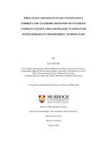 First-stage and single-stage continuously stirred tank anaerobic digestion of synthetic complex wastewater and piggery wastewater (with emphasis on thermophilic temperature)