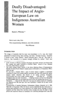 Dually Disadvantaged: The Impact of Anglo-European Law on Indigenous Australian Women