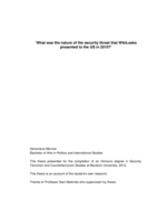 What was the nature of the security threat that WikiLeaks presented to the United States in 2010?