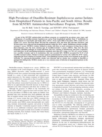 High prevalence of oxacillin-resistant Staphylococcus aureus isolates from hospitalized patients in Asia-Pacific and South Africa: Results from SENTRY antimicrobial surveillance program, 1998-1999