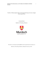 The role of offering support online in promoting Well-being and action to support disadvantaged others