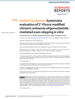 Author Correction: Systematic evaluation of 2′-Fluoro modified chimeric antisense oligonucleotide-mediated exon skipping in vitro