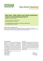 More Input – Better Output: Does Citizen Involvement Improve the Quality, Legitimacy and Implementability of Environmental Policy?