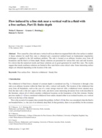 Flow induced by a line sink near a vertical wall in a fluid with a free surface, Part II: finite depth