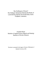 The fulfilment of doom?: the dialogic interaction between the Book of Lamentations and the pre-exilic/early exilic prophetic literature