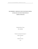 Reconsidering career education in secondary schools: Counsellor and student perceptions of career counselling