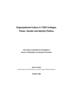 Organisational culture in TAFE colleges: power, gender and identity politics