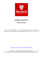 Educational research paradigms: From positivism to pluralism