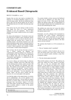Evidence based chiropractic: Commentary