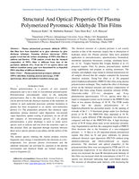 Structural and optical properties of plasma polymerized pyromucic aldehyde thin films
