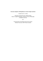 Goals and Antigoals: Self-Regulation in Chronic Fatigue Syndrome