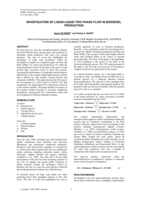 Investigation of liquid-liquid two phase flow in biodiesel production