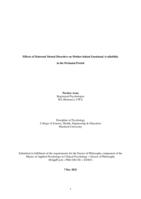 Effects of maternal mental disorders on mother-infant emotional availability in the perinatal period