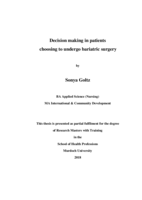 Decision making in patients choosing to undergo bariatric surgery