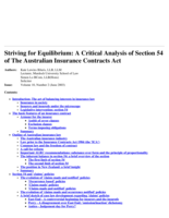 Striving for equilibrium: A critical analysis of Section 54 of the Australian Insurance Contracts Act