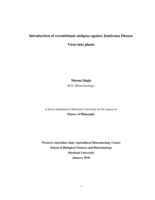 Introduction of recombinant antigens against Jembrana Disease Virus into plants