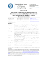 The impact of utilising mobile assisted language learning (MALL) on vocabulary acquisition among migrant women English learners