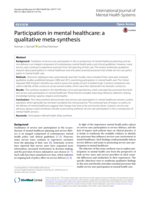 Participation in mental healthcare: A qualitative meta-synthesis