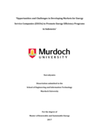 Opportunities and challenges in developing markets for energy service companies (ESCOs) to promote energy efficiency programs in Indonesia”