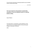 The role of corporate communication in perpetuating inequalities of access by individual investors to corporate decision-making