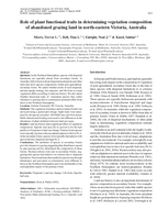 Role of plant functional traits in determining vegetation composition of abandoned grazing land in north-eastern Victoria, Australia