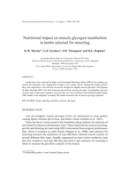 Nutritional impact on muscle glycogen metabolism in lambs selected for muscling