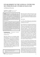Establishment of the national centre for multidisciplinary studies of back pain: An historical overview