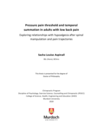 Pressure pain threshold and temporal summation in adults with low back pain: Exploring relationships with hypoalgesia after spinal manipulation and pain trajectories