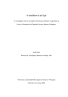 In the blink of an eye: an investigation into the concept of the 'decisive moment' (Augenblick) as found in nineteenth and twentieth century western philosophy