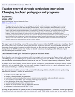 Teacher renewal through curriculum innovation: Changing teachers' pedagogies and programs