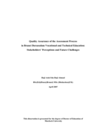 Quality assurance of the assessment process in Brunei Darussalam vocational and technical education: stakeholders' perceptions and future challenges
